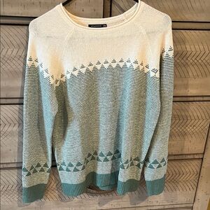 Staccato Cream and Sage Patterned Knit Crewneck